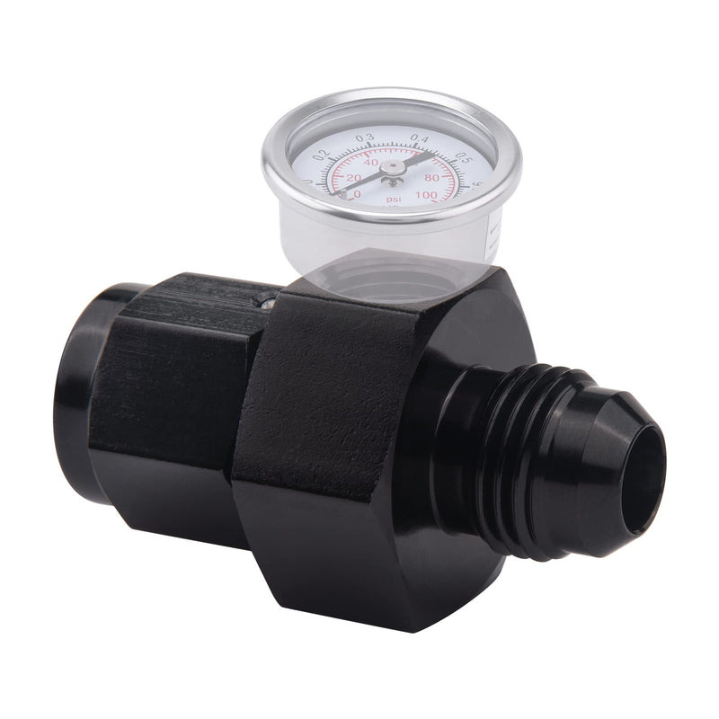 EVIL ENERGY 6AN Male Flare to -6 Female Swivel with 1/8 NPT Gauge Port Fuel Pressure Take Off Fitting Adapter Aluminum AN6 with 1/8 NPT Port
