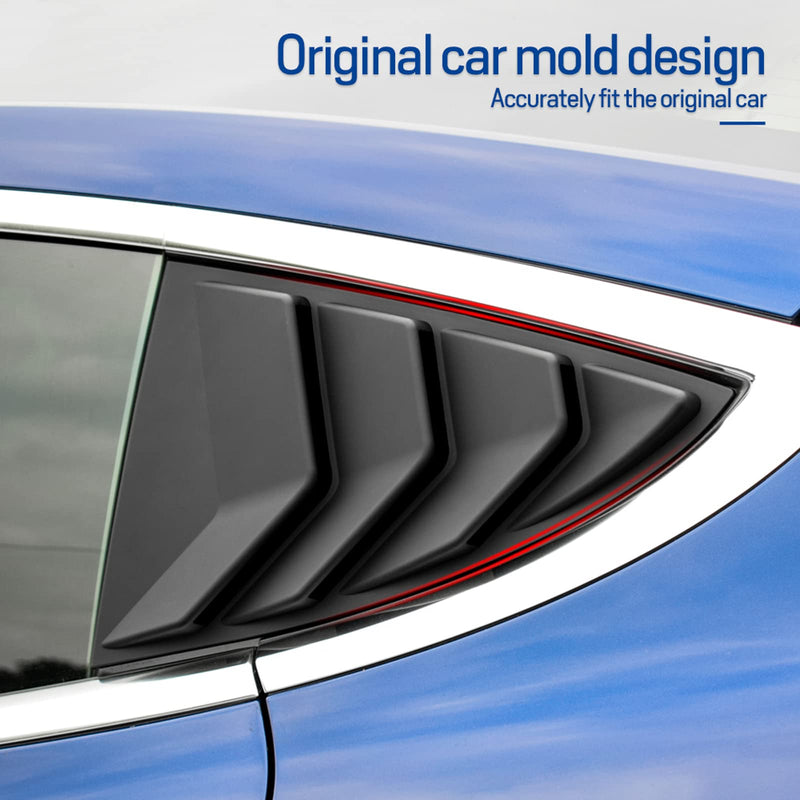 KUNGKIC for Tesla Model 3 2017-2024 Rear Side Window Louvers Air Vent Scoop Louvers Window Scoop Louvers Covers ABS Sun Rain Shade Vent Sport Style 2PCS Cool Exterior Decoration (Matte Black) Matte Black
