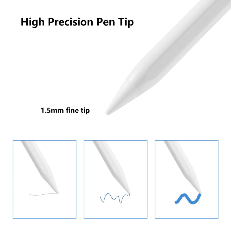 Stylus Pen for iPad 10th 9th 8th 7th 6th Generation, iPad Pro 12.9 11 inch, iPad Air 5th 4th 3rd Gen, iPad Mini 6 5, Apple Pencil 1st & 2nd Gen Alternative, Smart Active iPencil Lapiz Palm Rejection White