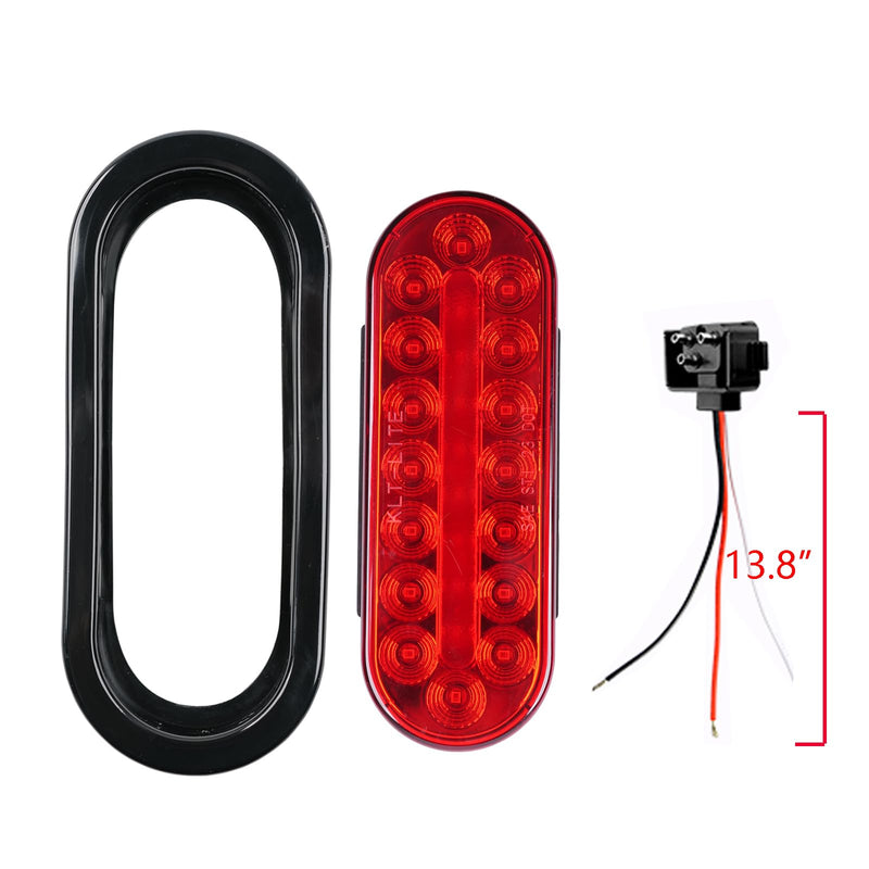2Pcs 6" Oval LED Red Tail Trailer Light 24LEDs, IP65 Waterproof, Stop Brake Turn Signal Reverse marker, Surface Mount, For Bus Lorry Camper Boat Bus Truck RV Pickup Golf Cart Motorcycle 6“ Oval 24LED Red