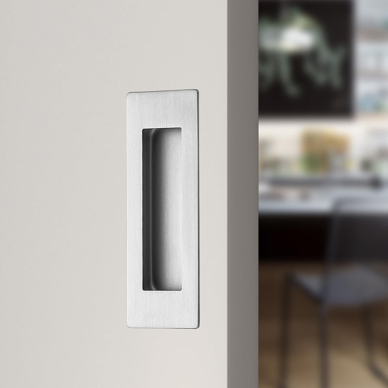 Recessed Finger Flush Pulls，Pocket Door Handles，for Sliding Barn Doors Handle, Bifold Doors Stainless Steel Rectangular Door Pulls Hardware (Silver, 6 Inch - 4p) Silver