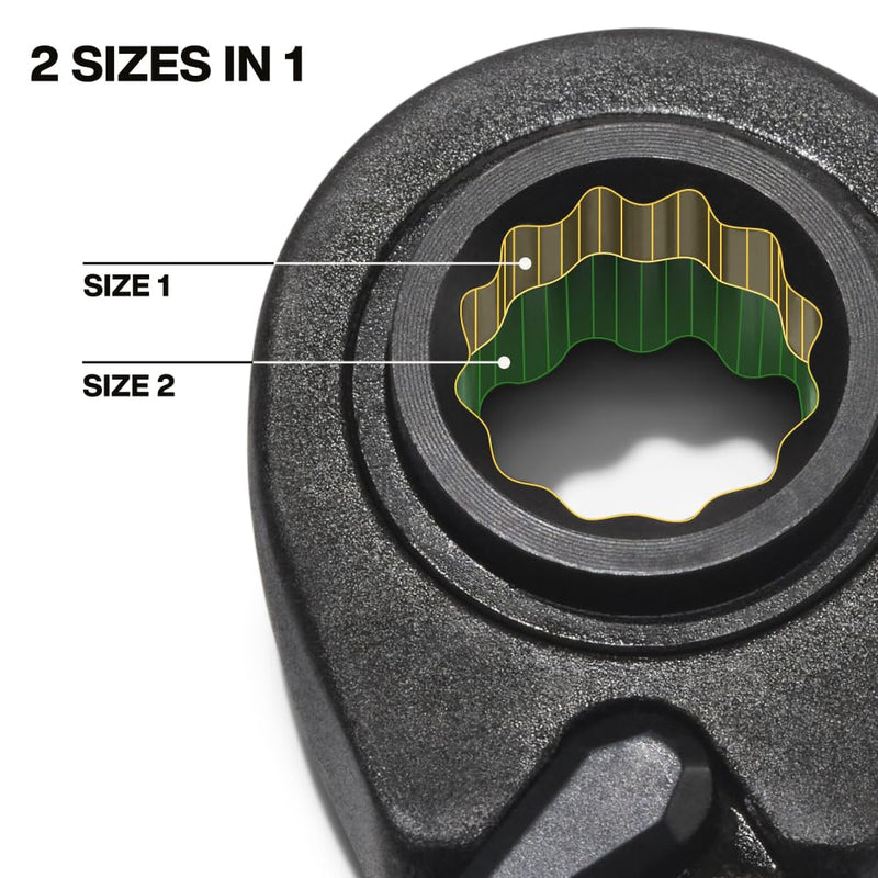 KLEIN TOOLS 68215 4-in-1 Reversible Ratchet Wrench, Box Wrench, SAE Hex Sizes 1/2, 9/16, 5/8, 3/4-Inch, 90-Tooth Ratchet, Pass-Through Design Medium SAE