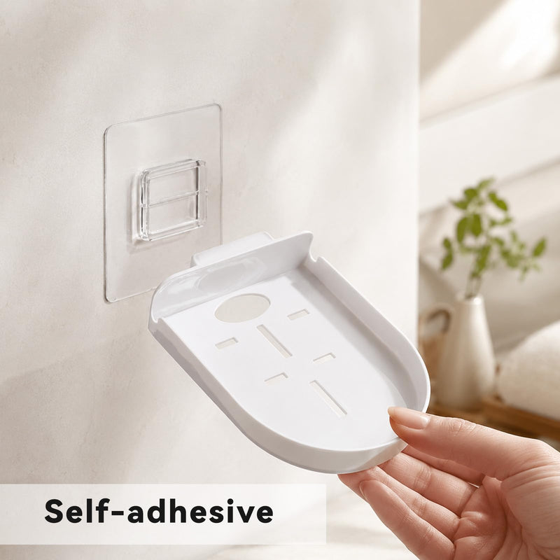 4 Pack Adhesive Security Camera Wall Mount, Universal Monitor Brackets with Cable Clips Self Adhesive Versatile Surveillance Holder Small Wall Shelf for Bedroom Kitchen Living Room White