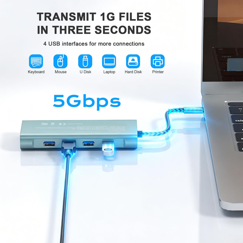 11-in-1 USB C Docking Station with 4K@30Hz HDTV, 1080P VGA, Gigabit Ethernet, 87W PD, 3 USB 3.0 *1 USB 2.0 Ports, SD/TF Card Reader, 3.5mm Audio Jack, Compatible with MacBook Pro/Air, iPad Pro