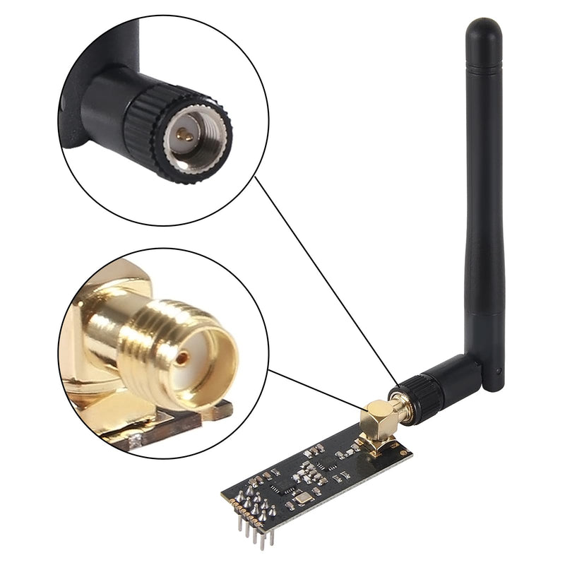 NRF24L01+PA+LNA 2.4GHz Wireless Transceiver Module with SMA Antenna & Breakout Adapter 1100m Range On-Board 3.3V Regulator for Arduino 1pcs