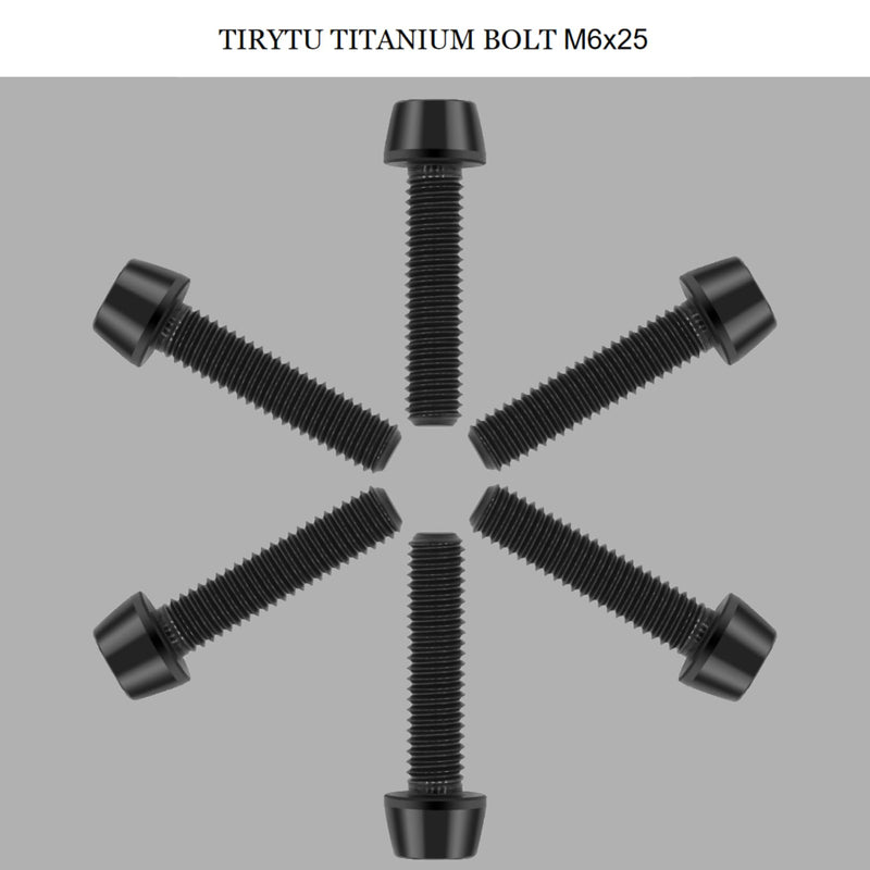 M6x25mm Titanium Bolts - Tapered Head Hex Socket Screws for Bike, Motorcycle, Marine | Corrosion Resistant in Salty/Humid Conditions, Lightweight Fasteners | Black （6PC M6X25