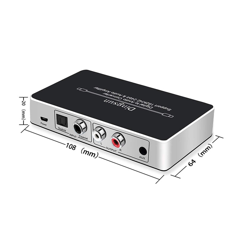 Dingsun Digital to Analog Audio Converter Optical to Analog Converter with IR Remote, DAC Converter Support 192KHz/24bit Compatible with DVD, PS, Plasma, Blu-ray, Home Cinema Systems etc.