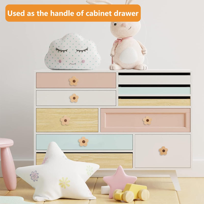 MOROBOR 12pcs Flower Shaped Wooden Knobs Single Hole Beech Wood Handles Cupboard Cabinet Pulls for Chest of Drawers with Screws& Expansion Tube 4CM Wood-12PCS
