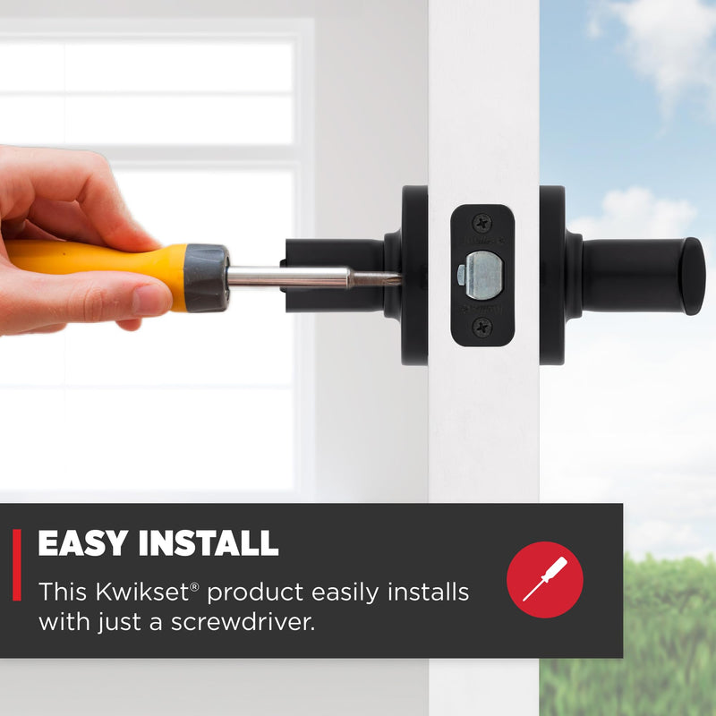 Kwikset Breton Entry Door Handle with Lock and Key, Secure Keyed Reversible Lever Exterior, For Front Entrance and Bedrooms, Matte Black , Pick Resistant Smartkey Rekey Security and Microban 1 Pack Keyed Entry