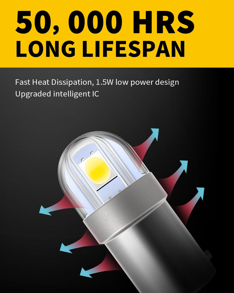 BA9S BA9 1895 1891 53 57 47830 64111 3893 LED Bulb White, Super Bright Canbus Error Free 12 Volt Replacements for Interior Dome Map Lamp License Plate Glove Box Lights (Pack of 10)