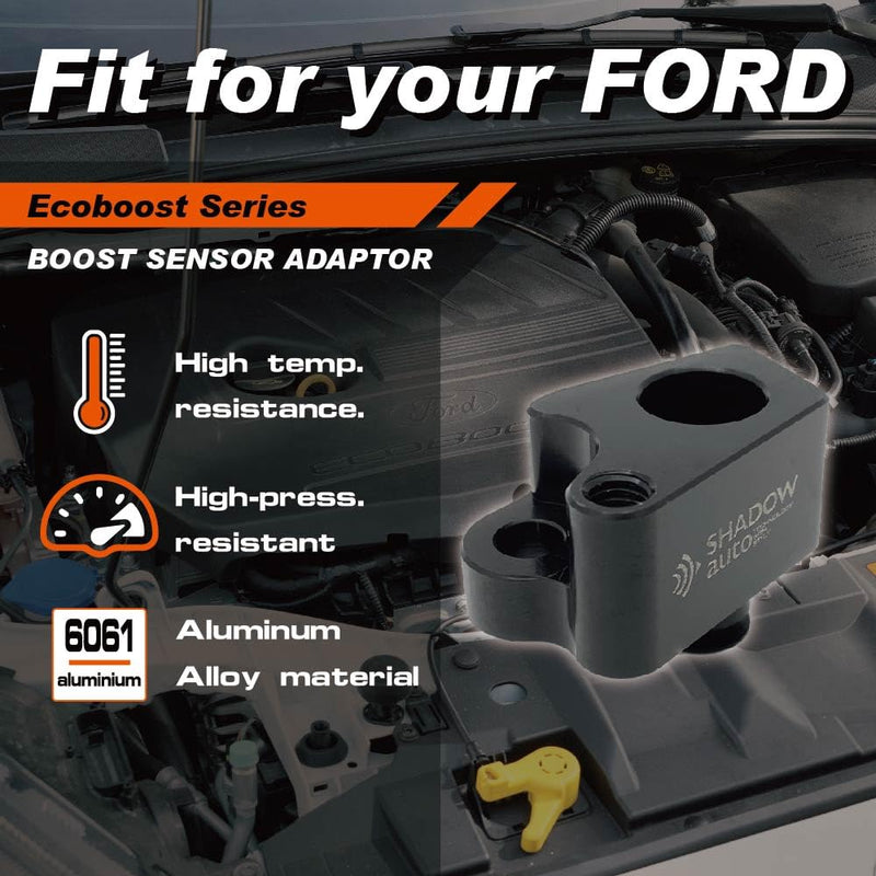 Shadow Boost Gauge Turbo Sensor Adapter For Ford Ecoboost Engine Focus MK3.5 Escape Fiesta ST 1.5L 1.6L Billet Aluminum Boost Tap Kit