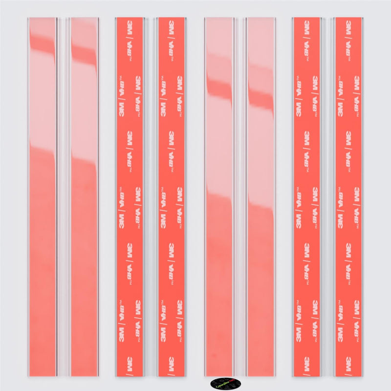 4x 200mm Clear Flexible Acrylic Hinges - Self-Adhesive, No Glue Required, Low Profile (7 7/8 in)