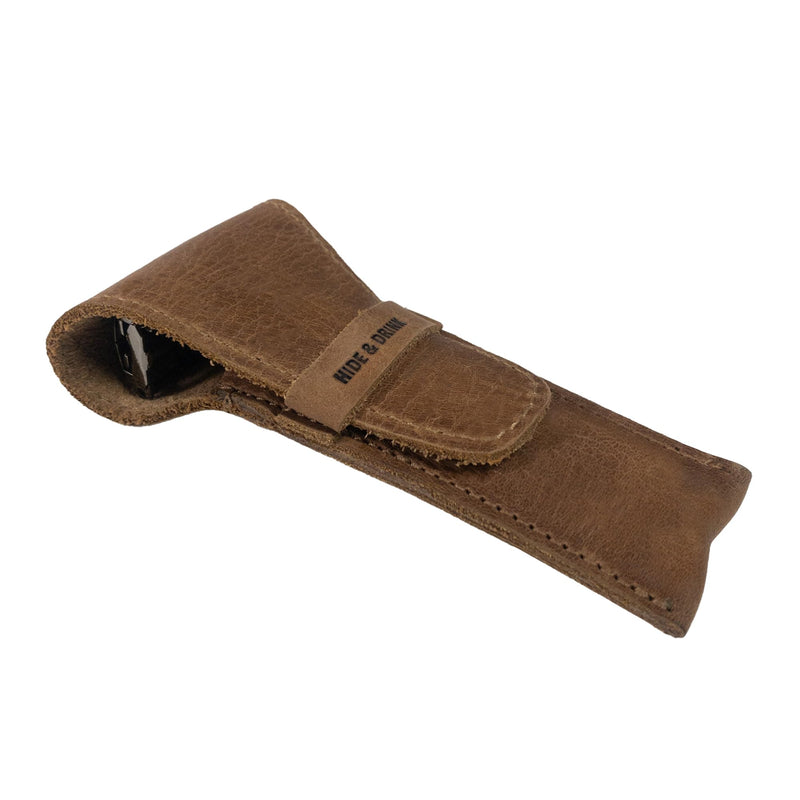 Hide & Drink, Leather Safety Razor Case, Shaving Accessories, Personal Care Essentials, Handmade Includes 101 Year Warranty (Single Malt Mahogany) Single Malt Mahogany