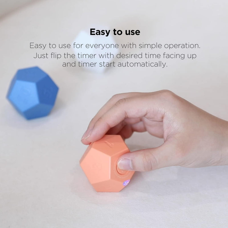 mooas Dodecagon Time Ball Rechargeable Mini Timer (White), 11 Preset Times, Desk & Study Productivity Timer, Sound/Vibrate/Mute, Easy to Use White