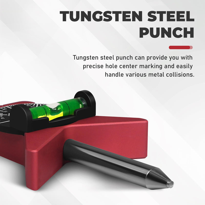 Upgraded Pipe Center Finder Tungsten Punch,Portable Pipefitter Tools with Ultra-High Hardness Punch,2.75" Y-Shape W/Adjustable Dial Bubble Protractor Measure Pipe Diameter From 1.5" To 6" Diameter