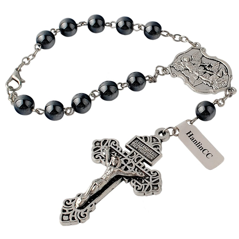 Saint Michael Evil Protection One Decade Catholic Rosary for Car or Truck Rearview Mirror-HanlinCC (Anti-Silver Car Rosary) Anti-silver Car Rosary