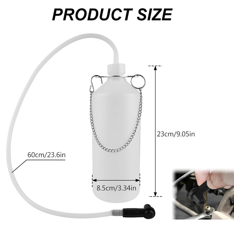 1L Brake Bleeder Bottle One Person - Automotive Brake Fluid Bleeding Kit with 24 inch Tube and Rubber Connector for Collect Brake Fluid, Fit for Cars, Motorcycles, and ATVs