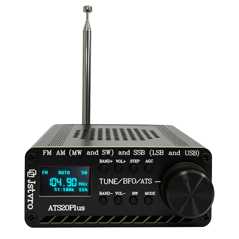 ATS-20+ Si4732 Portable Shortwave Radio Receiver FM AM LW SW SSB (LSB USB) Full Band World Band Radio DSP Digital Radio with Speaker Rechargeable Battery Aluminum Alloy Case External Antenna Included