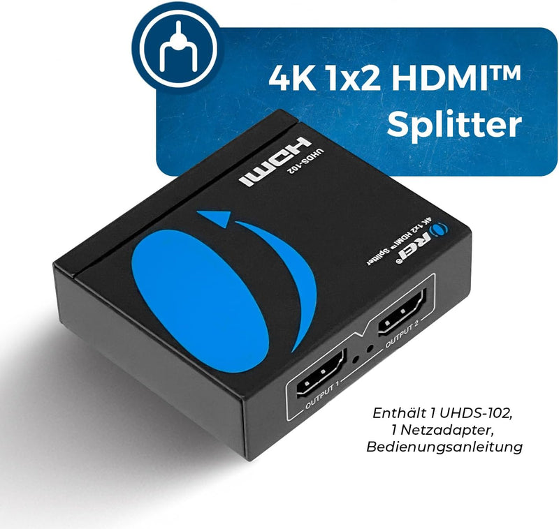 OREI UltraHD 4K @ 60 Hz 1 X 2 HDMI Splitter 1 in 2 Out 2 Port 2: 8-Bit - HDMI 2.0, HDCP 2.0, 18 Gbps, EDID, Duplicate / Mirror 4K Screens - UHDS-102 1x2