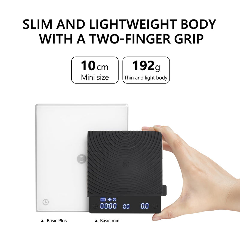 TIMEMORE Basic Mini Coffee Scale, Multifunction Electronic Espresso Scale, Weigh Digital Drip Cone Scale with Timer, Ultra Thin and LightMini Digital Food Kitchen Scale for Baking, Cooking Black