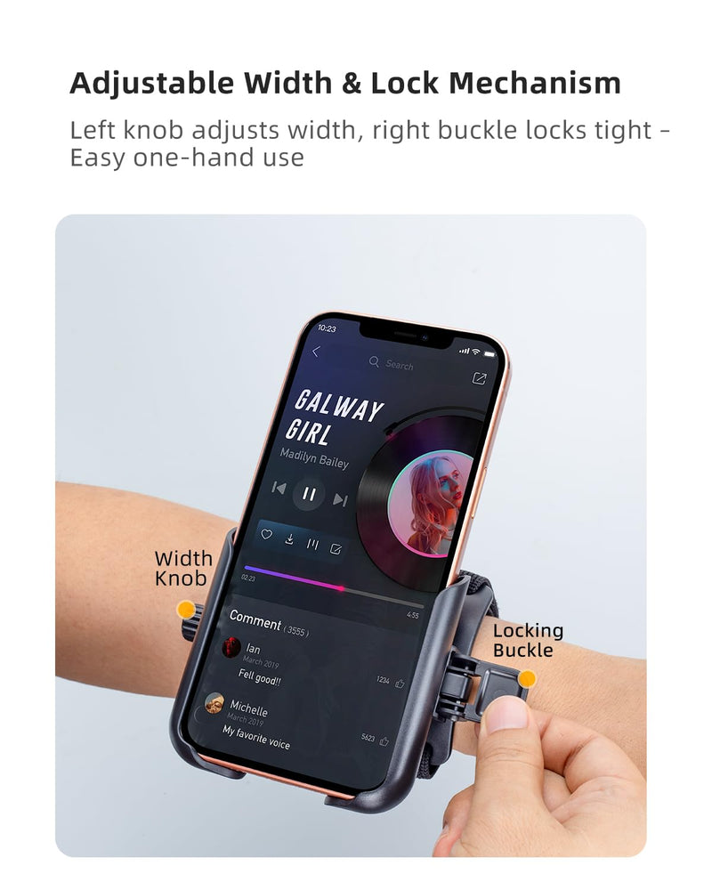 2-in-1 Wrist Strap Phone Holder for Running, Cycling, Hiking & Workouts. Secure Mount & 360° Rotatable Armband Cell phone Case Clamp, Compatible with iPhone, Samsung Galaxy and Other Smartphones
