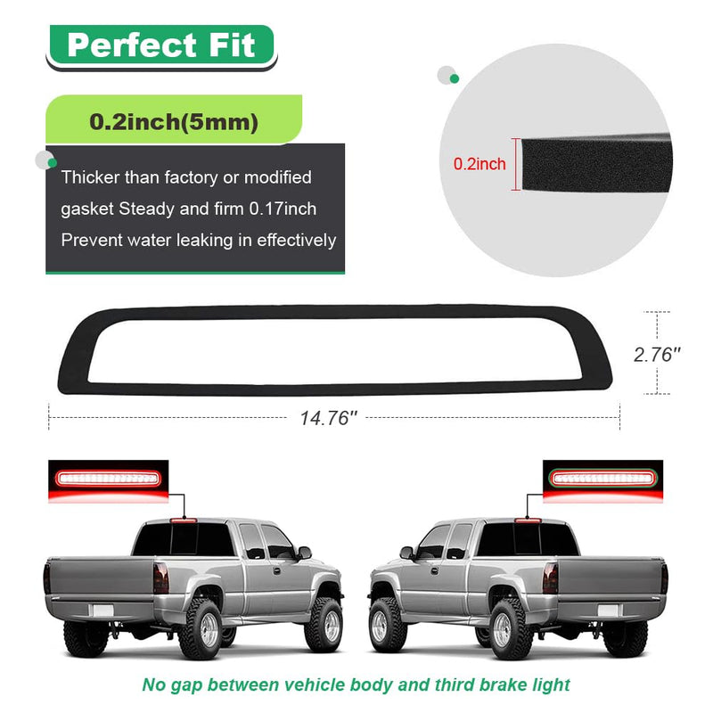 3rd Third Brake Light Seal Gasket Compatible with Chevy Silverado GMC Sierra 1500 2500 3500 2014 2015 2016 2018,Waterproof High Mount Stop Lamp Assembly, Single-Sided Adhesive 2014 to 2018