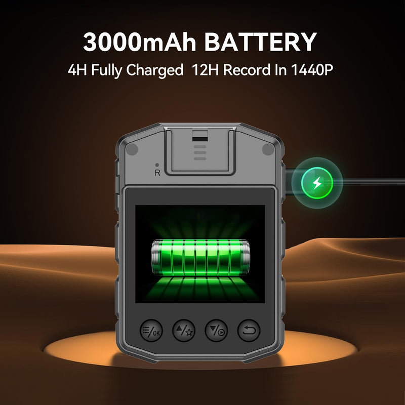 SYDYAM-Z5 2K/1440P 32GB Body Camera, 8-10H HD Recording IP67 Waterproof Body Cameras with Audio and Video Recording, Body Cam for Police Hiking Meeting Security Guard Daily Patrol Z5-32G