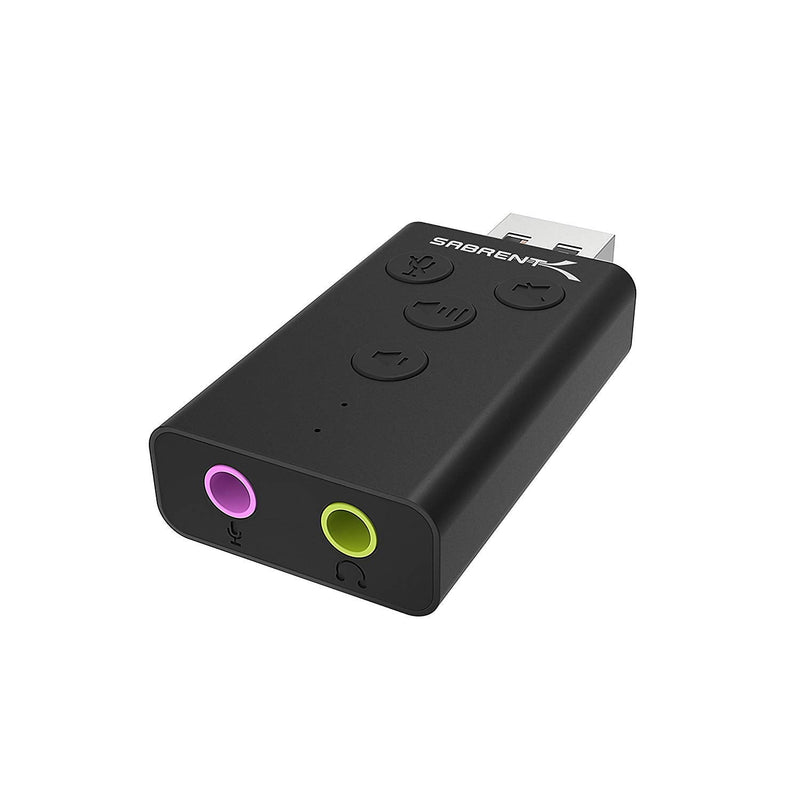 SABRENT Aluminum USB External 3D Stereo Sound Adapter for Windows and Mac. Plug and Play No Drivers Needed. [Black] (AU-DDAB) Black