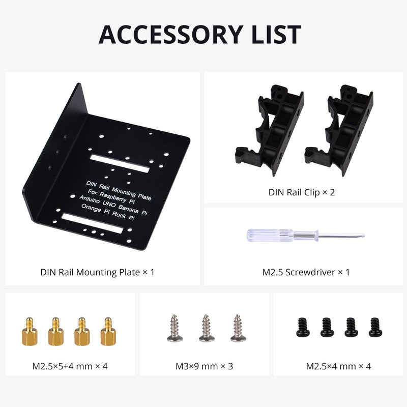 GeeekPi DIN Rail Mount Rack Bracket, Compatible with Raspberry Pi 5/4B/3B, Other SBCs & Dev Boards, Designed for DeskPi RackMate T0/T1/T2/T0 Plus/T1 Plus/TL1 & 10" Server Rack