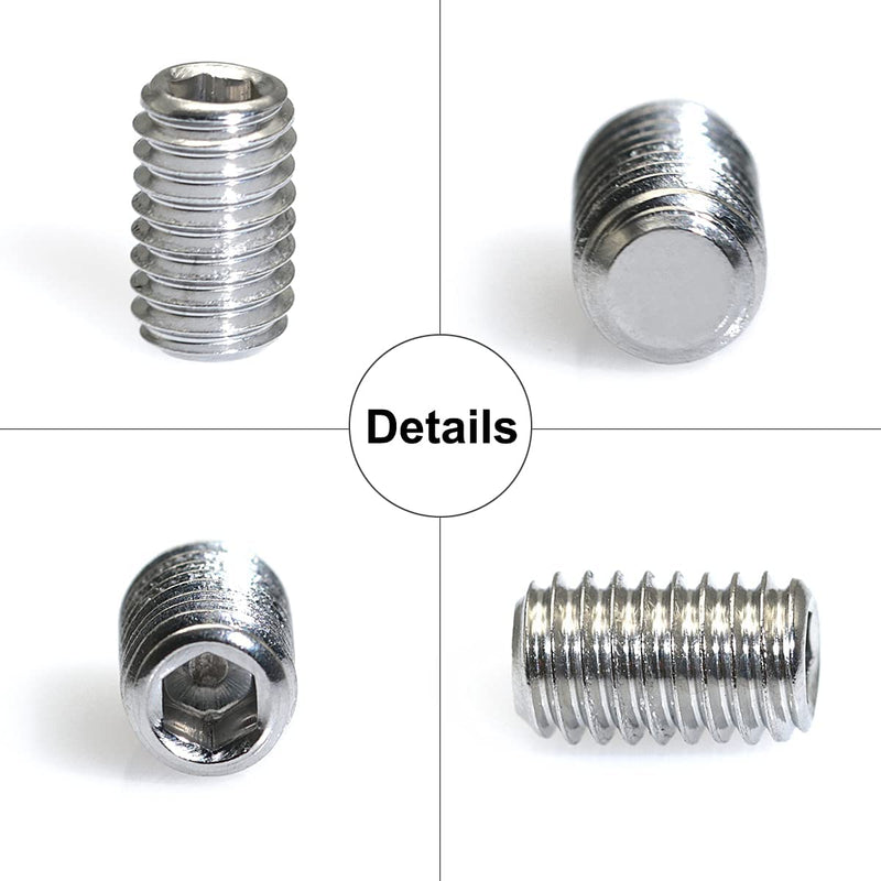 24 Kinds #2-56 to 3/8-16 SAE 304-Stainless Steel Internal Hex Drive Cup-Point Set Screws Assortment Kit