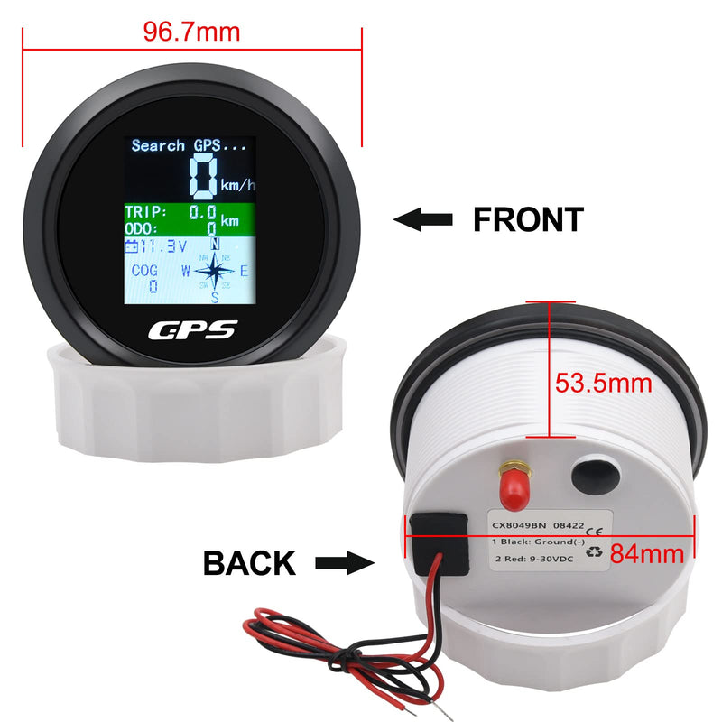 KAOLALI GPS Speedometer 85mm Boat GPS Speedometer Odometer Speed Gauge Meter Waterproof Digital MPH Knots Km/h Adjustable for Marine Car Truck Motorcycle 9-32V Black