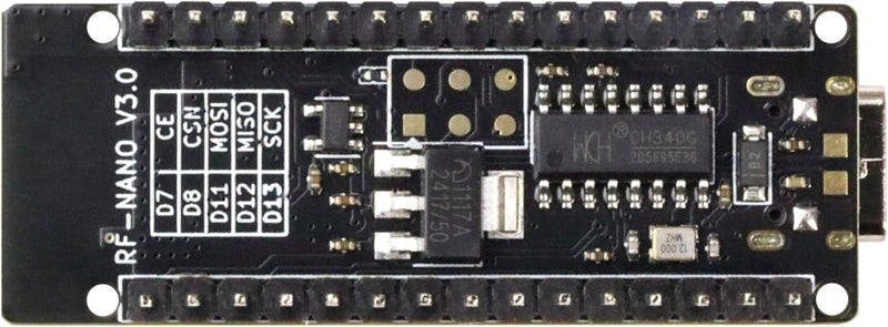 RF-Nano Board, USB-C, NRF24L01+ 2.4G Wireless Module, Arduino Compatible, Support Arduino IDE, ATmega328PB-AU Microcontroller for Prototyping DIY On-Board Antenna 2-Pack