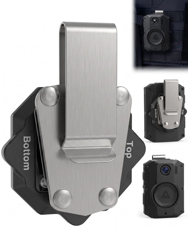 WEIGUZC Metal Clip Mount Compatible with Axon Taser Body Camera 2/3/4, Bodycam Holder for Belt, Vest & Uniform Webbing, Quick Release Rotating Camera Mount, Heavy Duty Metal Camera Mount Clamp