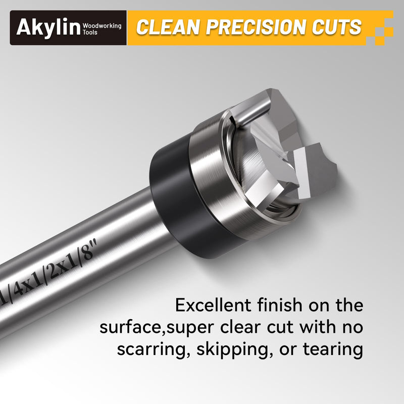 Carbide Spiral Flush Trim Router Bit 1/2" Dia. 1/8" Length, 1/4 Shank Plunge Pattern Template Down Cut 3 Flute,Flush Cut Bits for Trimming,Door Hinge Mortise Bottom Cleaning,Mortising,Routing 1/2" D*1/8" LH-Z3