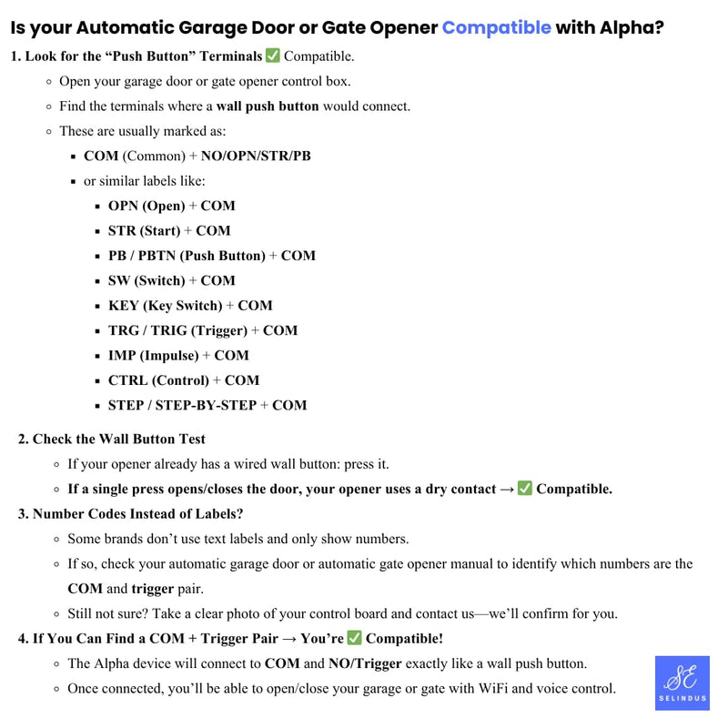 Alpha Smart Garage & Gate Opener with Geofencing, WiFi Remote Controller with App, Compatible with Alexa, Google Home and Assistant, Wireless Door Opener, Door Alert, No Hub Required