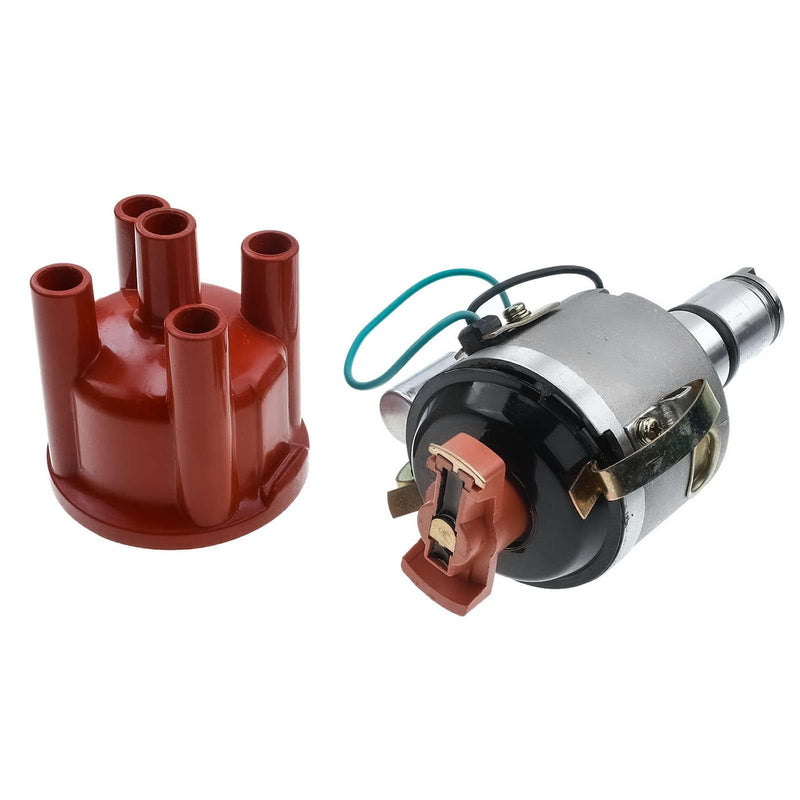 A-Premium Ignition Distributor with Cap & Rotor Compatible with Volkswagen Beetle, Campmobile, Fastback, Karmann Ghia, Rabbit, Scirocco - 1.5L/1.6L 4 Cyl Red Cap