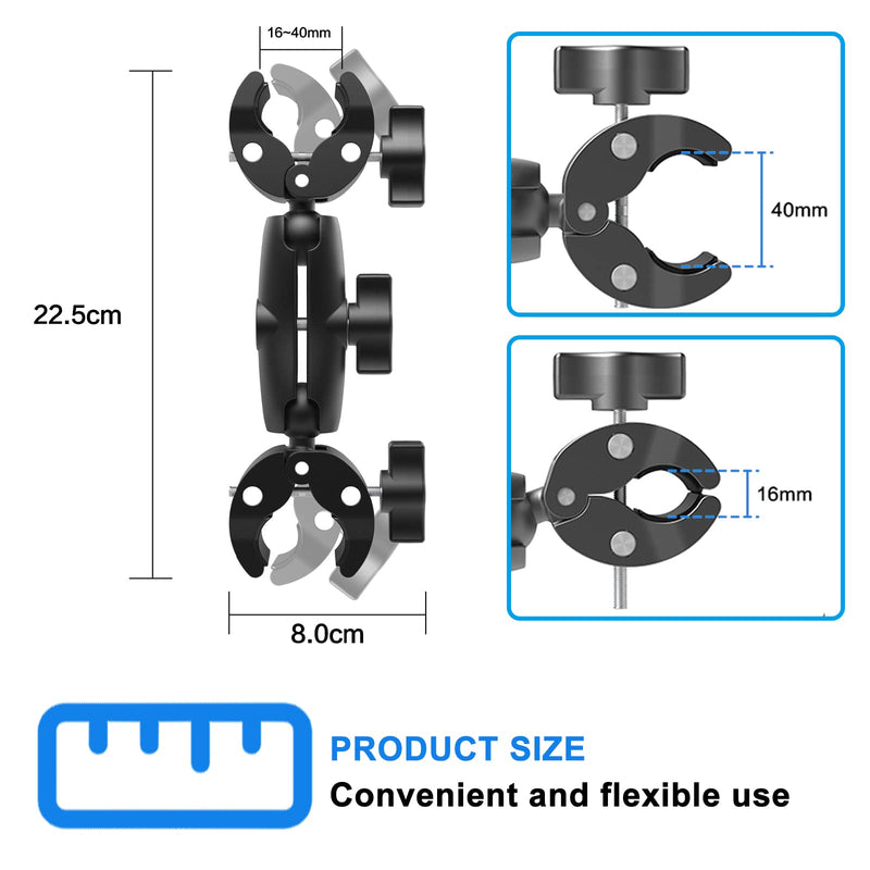 Super Clamp Double Camera Clamp, Crab Plier Clip Bracket Monitor Magic Arm Adapter for Desk Photo Studio Light Stand, Photography Reflector, Photo Boom Stand, Cross Bars, Pole Stick Shoot Accessories Height:8.8"Double Handlebar Clamp
