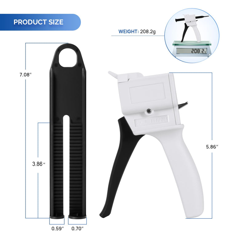 JMU Dispensing Gun 50ml, 1:1/2:1 Dental Impression Mixing Dispensing Gun Kit (Pack of 2) 1:1/2:1 (Pack of 2)