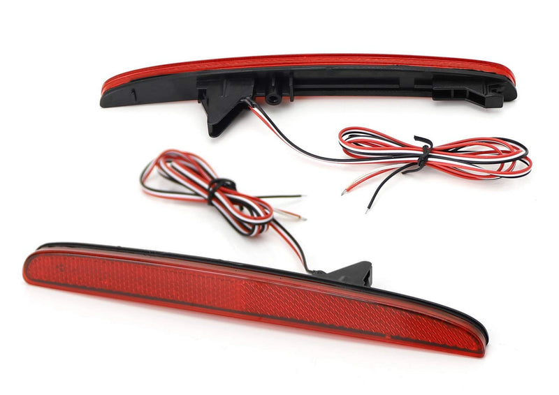 iJDMTOY Red Lens 24-SMD LED Bumper Reflector Lights Compatible With 2017-21 Honda Civic Hatchback, SI or Type-R Sedan, Function as Tail, Brake Lamps
