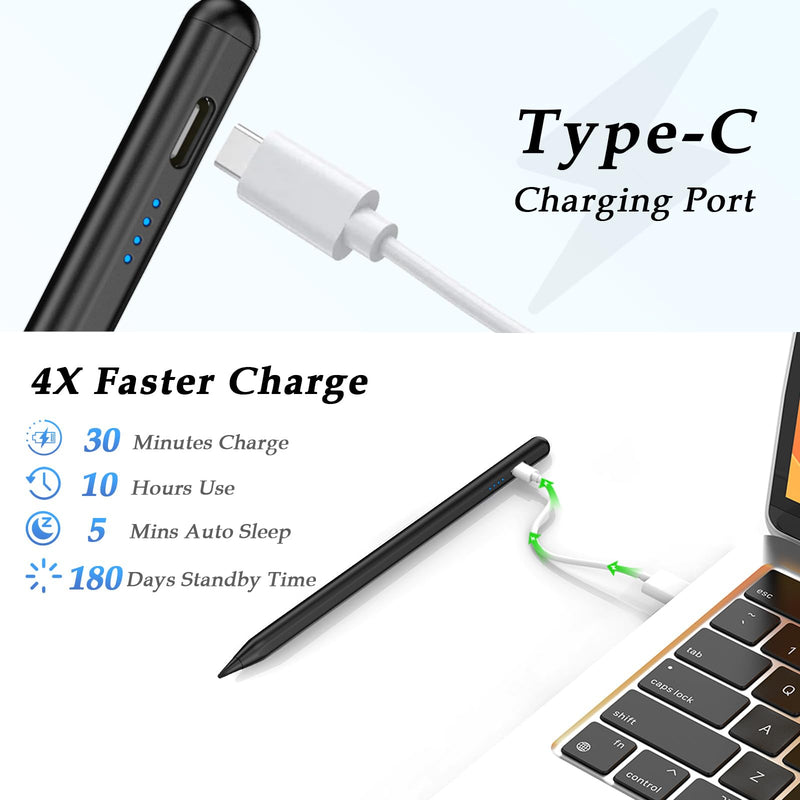 Active Stylus Pen for Touchscreen Android iPhone Tablet Phone，Touch Screen Pen for iPhone/iPad/Pencil/Samsung/iOS/Lenovo/Huawei/Vivo - Black For iPhone/Android/iOS/iPad I - Black - Universal 4 lights