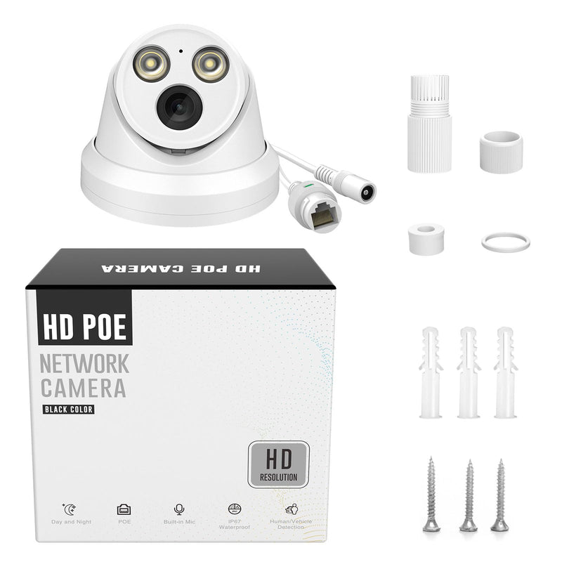 VIKYLIN 4K 8MP Full Color AI Turret IP PoE Camera,F1.0 Aperture 98ft Color Night Vision,Built-in Mic,Human/Vehicle Detection,2.8mm Lens,H.265,IP67 Security IP Camera,PG2387CG