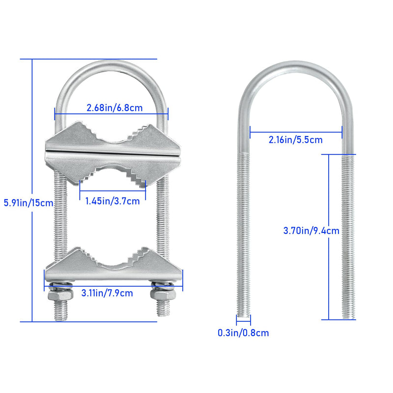 Double Antenna Mast Clamp V Jaw Block with U Bolts, Heavy Duty Mast to Mast Mount Bracket Kit for Outdoor Antenna 2 sets 2 PCS