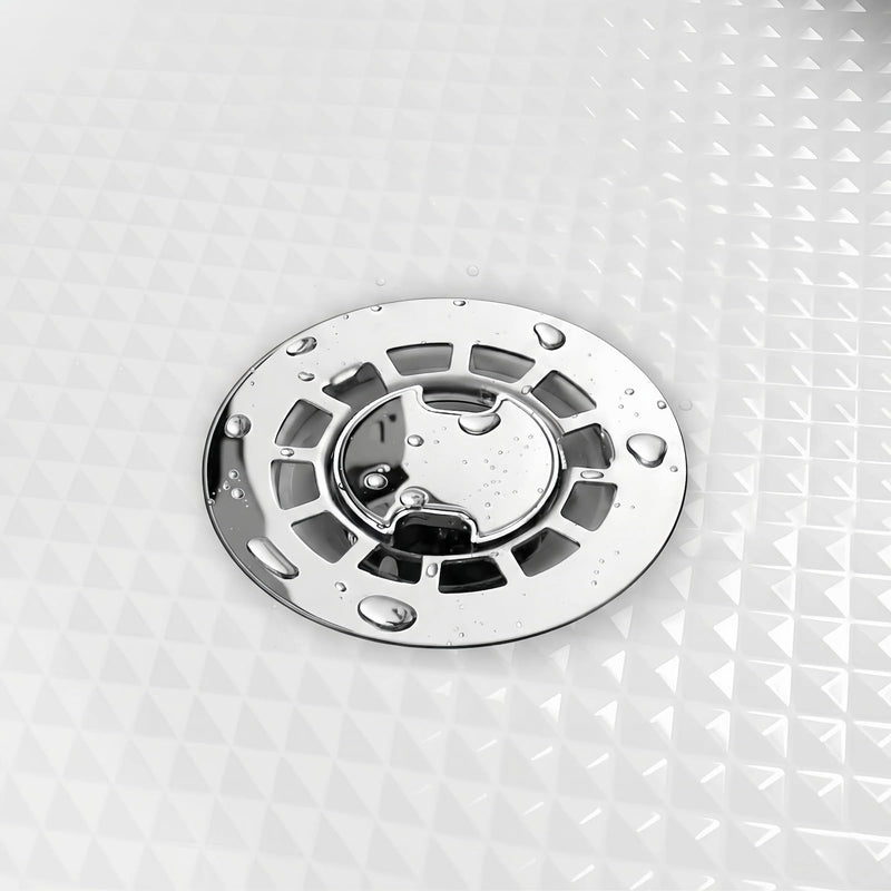 No-Caulk 2 Inch Shower Drain Kit with Lift-Out Hair Catcher for Shower Pan, Round Shower Floor Drain with 4-1/4" 304 Stainless Steel Grid Strainer Cover, for Bathroom