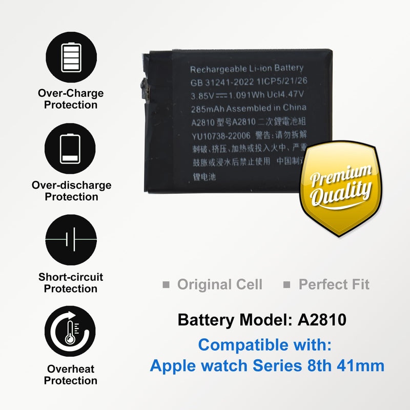 Replacement Battery Kit Compatible with Apple Watch Series 8 41mm, with Tools, Manual, Tape