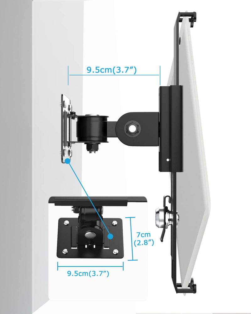 iPad Wall Mount, Security Anti-Theft Tablet Wall Mount Holder with Lock and Keys, 360° Swivel iPad Pro Mount, Compatible with 7-11 Inch Tablets (iPad, Galaxy Tab, Slate, Fire) – Black