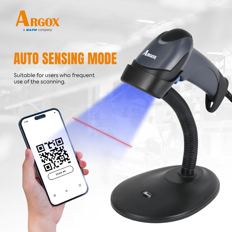 ARGOX Wired Barcode Scanner – Ultra-Fast 1D & 2D QR Code Reader｜Plug & Play USB Handheld Scanner for Inventory, Retail, Office｜Reads Tiny Codes｜Auto-Sensing｜PDF417, DataMatrix, UPC Compatible－AS-9400