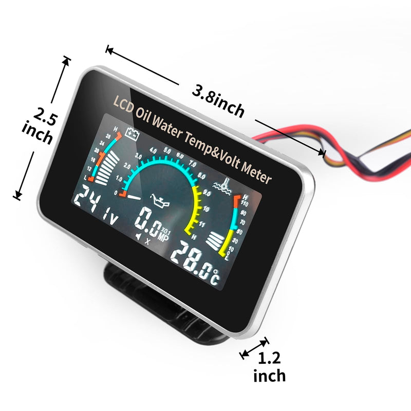  [AUSTRALIA] - 3-in-1 Auto Car LCD Meter Digital Oil Pressure Voltage Water Temperature Gauge Universal Instrument 9-36V for Car/Truck/SUV/RV 3-in-1 Water Temperature Gauge