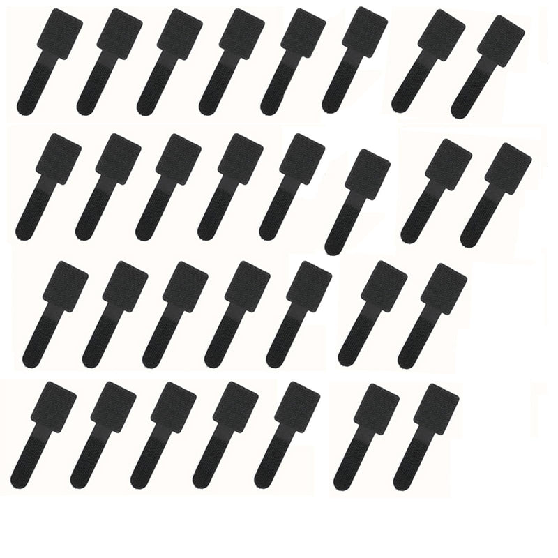 30-piece Set of Nylon Self-adhesive Under-desk Cable Ties, Multi-purpose Cable Ties, for Home and Office Use. Black 30