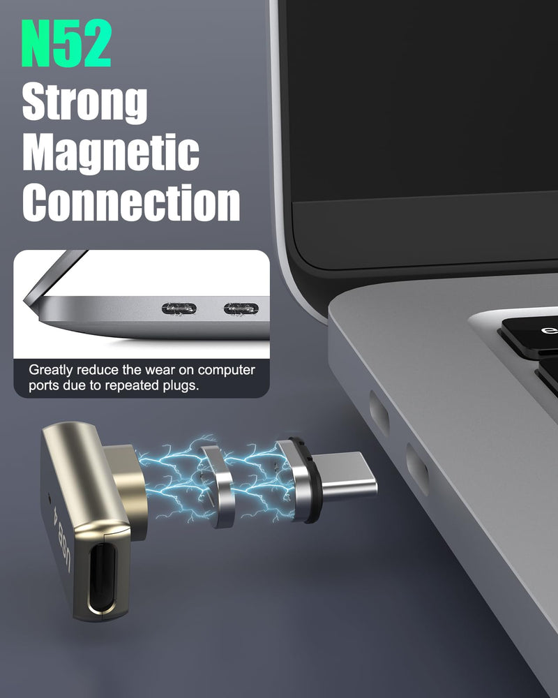 MoKo 240W USB C Magnetic Adapter, Right Angle Breakaway USB C Adapter, Flat | PD Fast Charge, USB4 40Gbps, 8K 60Hz Video, for Thunderbolt 3/4, MacBook Pro/Air/ROG Ally/Steam Deck/PS5