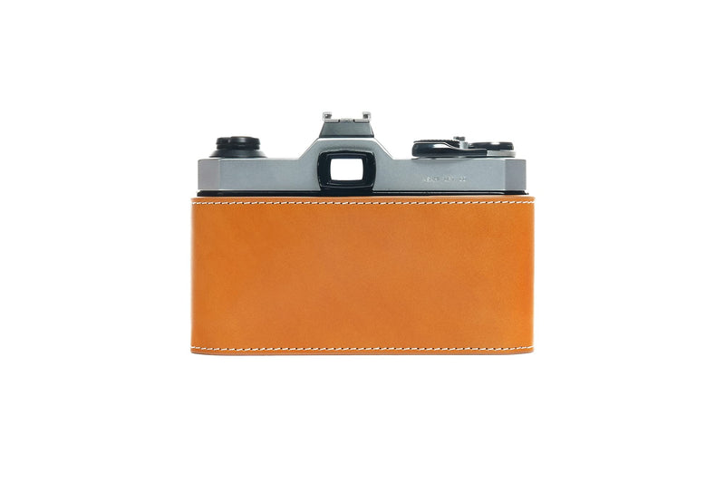 K1000 Case, BolinUS Handmade Genuine Real Leather Half Camera Case Bag Cover for Pentax Asahi K1000 Camera with Hand Strap (Yellow) Yellow